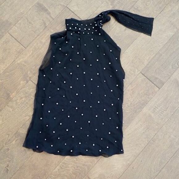 Dolce & Gabbana Pearl Embellished Halter Neck Top Black Womens Size M - Picture 1 of 7